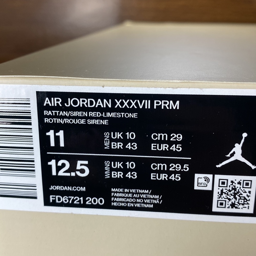 Air Jordan 37 Premium 'Rattan' - Air Jordan - FD6721 200 Mens Shoe size 11 - Picture 13 of 14